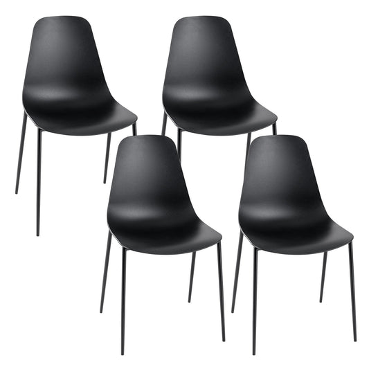 Armless Dining Chair Set of 4 Leisure Chair with Anti-slip Foot Pads, Black - Gallery Canada