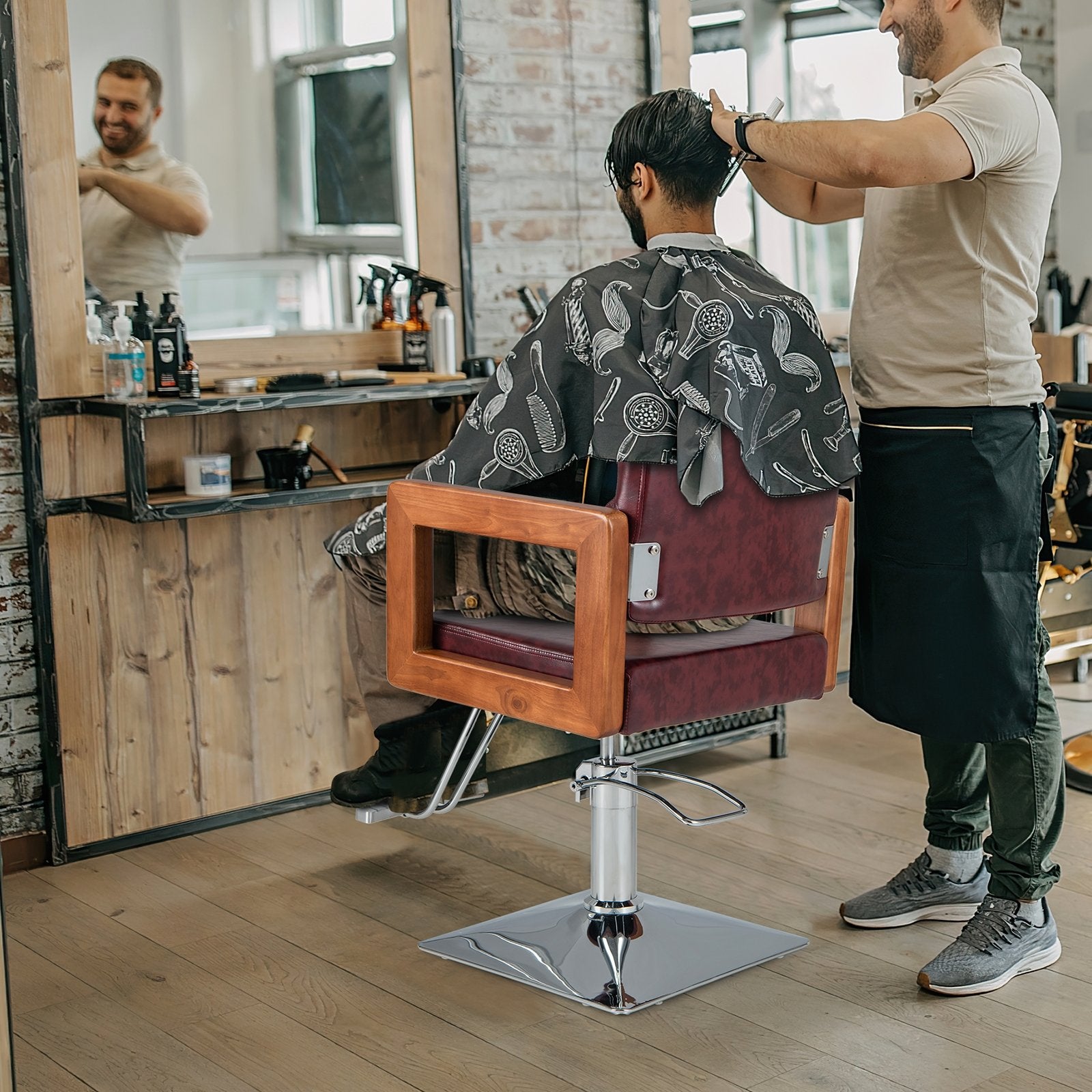 Hydraulic Barber Chair Salon Chair for Hair Stylist with 360 Degrees Swivel, Red Spa & Salon   at Gallery Canada