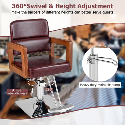 Hydraulic Barber Chair Salon Chair for Hair Stylist with 360 Degrees Swivel, Red Spa & Salon   at Gallery Canada