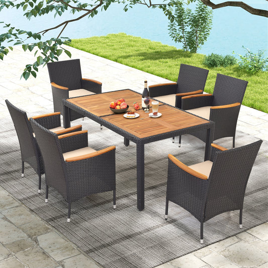 7 Pieces Outdoor Dining Set with Umbrella Hole for Backyard Patio Dining Sets Options  at Gallery Canada