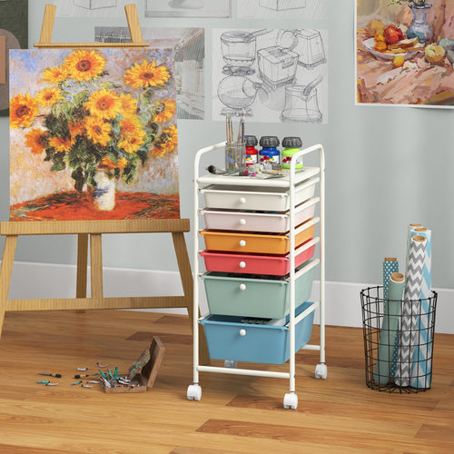 6 Drawers Rolling Storage Cart Organizer-Macaron, Macaron Multicolor