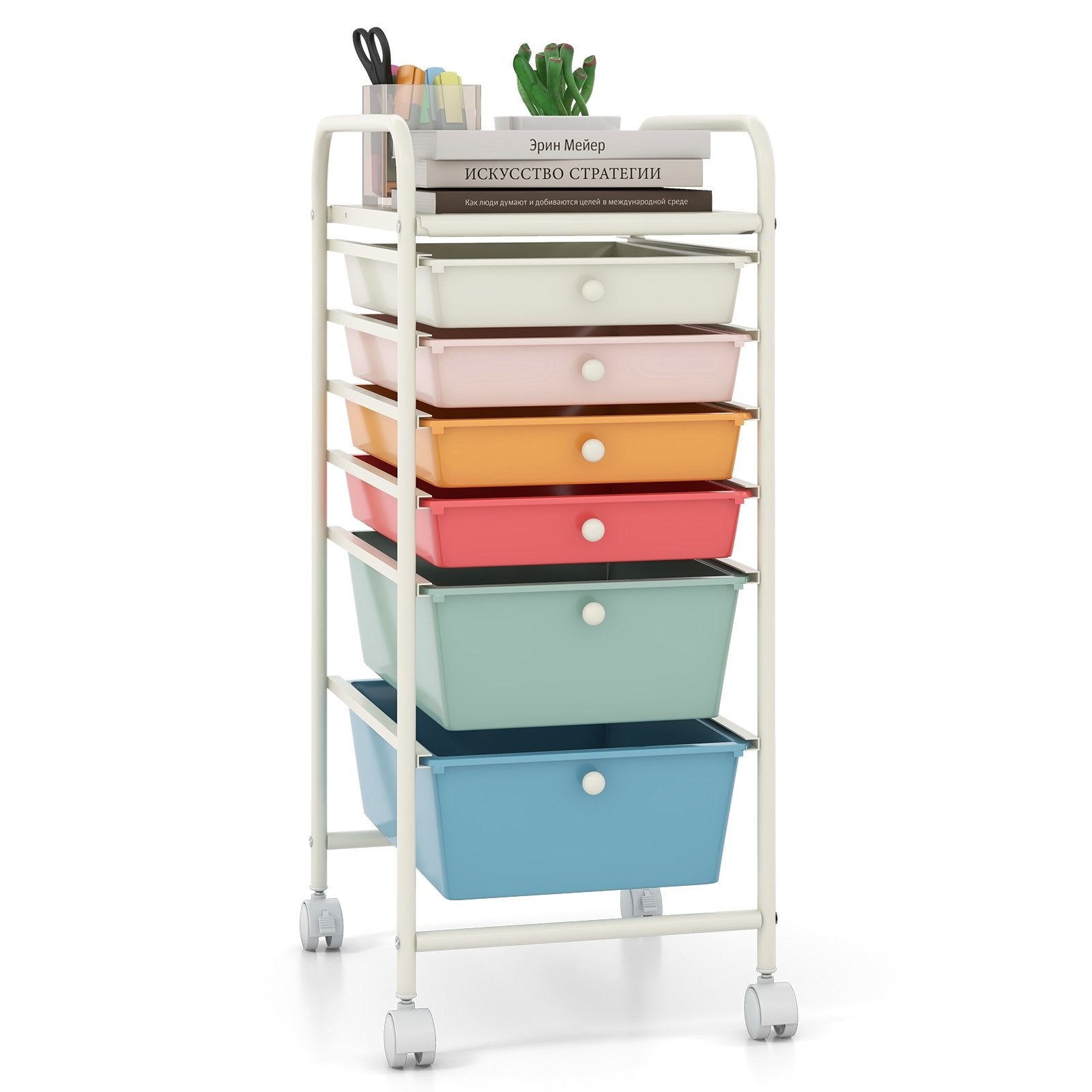 6 Drawers Rolling Storage Cart Organizer-Macaron, Macaron Multicolor File Cabinets   at Gallery Canada