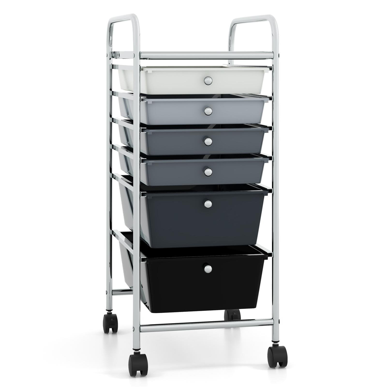 6 Drawers Rolling Storage Cart Organizer, Black & Gray File Cabinets   at Gallery Canada