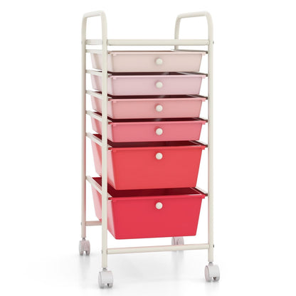 6 Drawers Rolling Storage Cart Organizer, Pink File Cabinets   at Gallery Canada