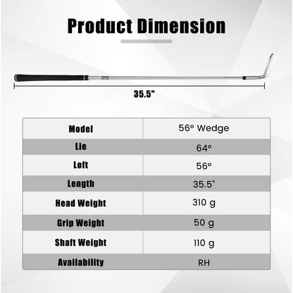 Golf Sand Wedge 56/60 Degree Gap Lob Wedge with Grooves Right Handed-56 Degrees, Silver Golf   at Gallery Canada