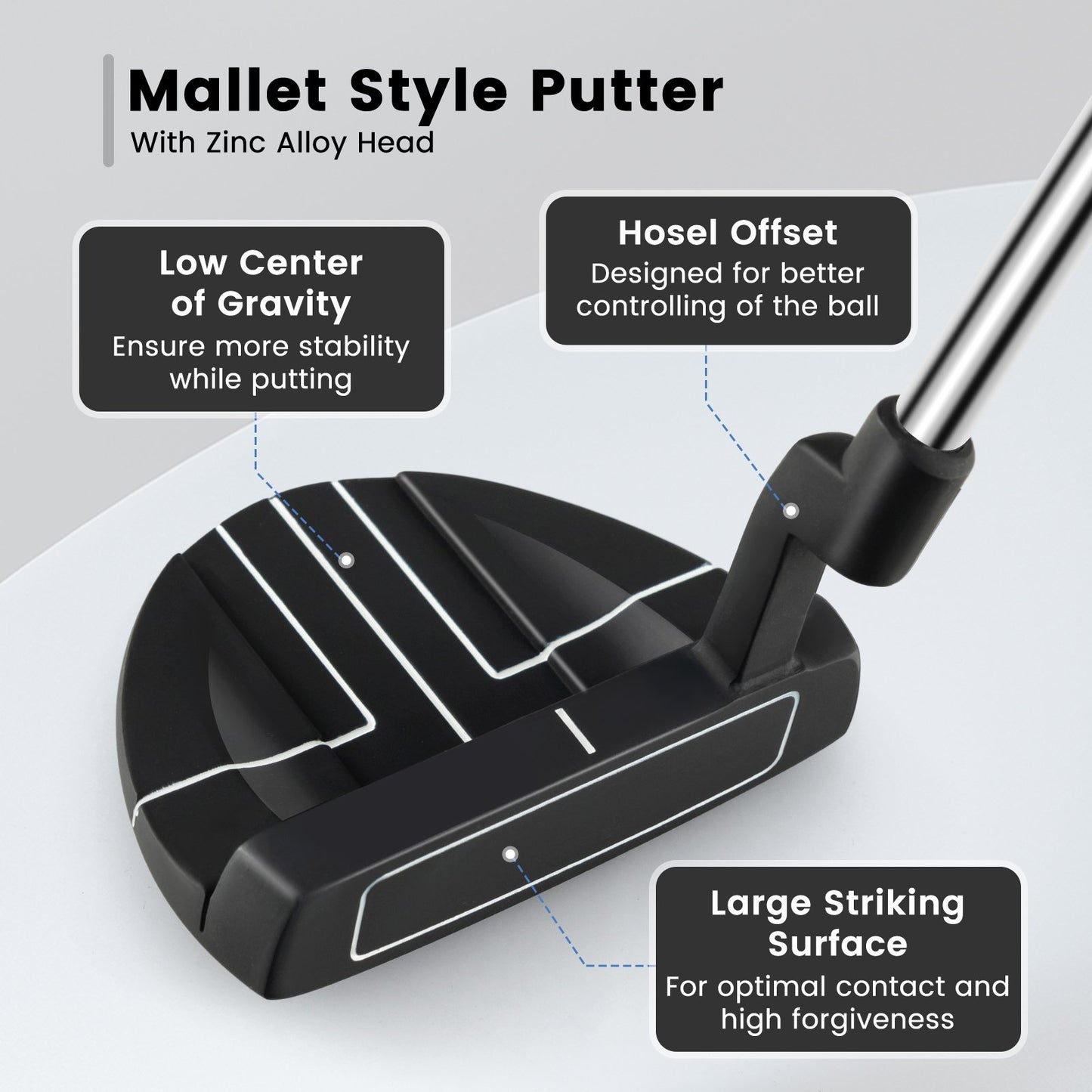 Golf Putter with Headcover 35 Inches Mallet Style Putter Right Handed, Black Golf   at Gallery Canada