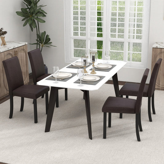 Dining Chair Set of 4 Upholstered Kitchen Dinette Chairs with Wood Frame, Brown Dining Chairs   at Gallery Canada