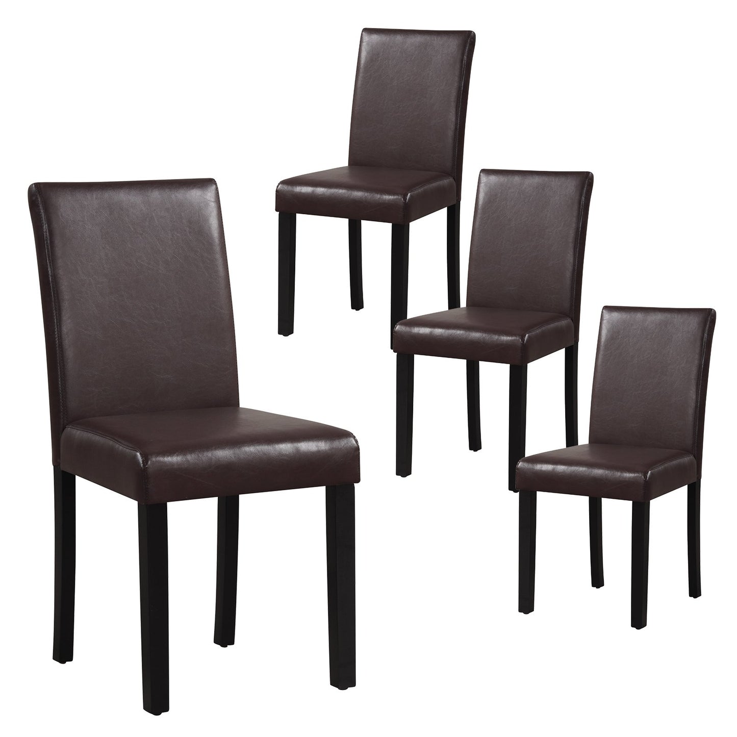 Dining Chair Set of 4 Upholstered Kitchen Dinette Chairs with Wood Frame, Brown Dining Chairs   at Gallery Canada