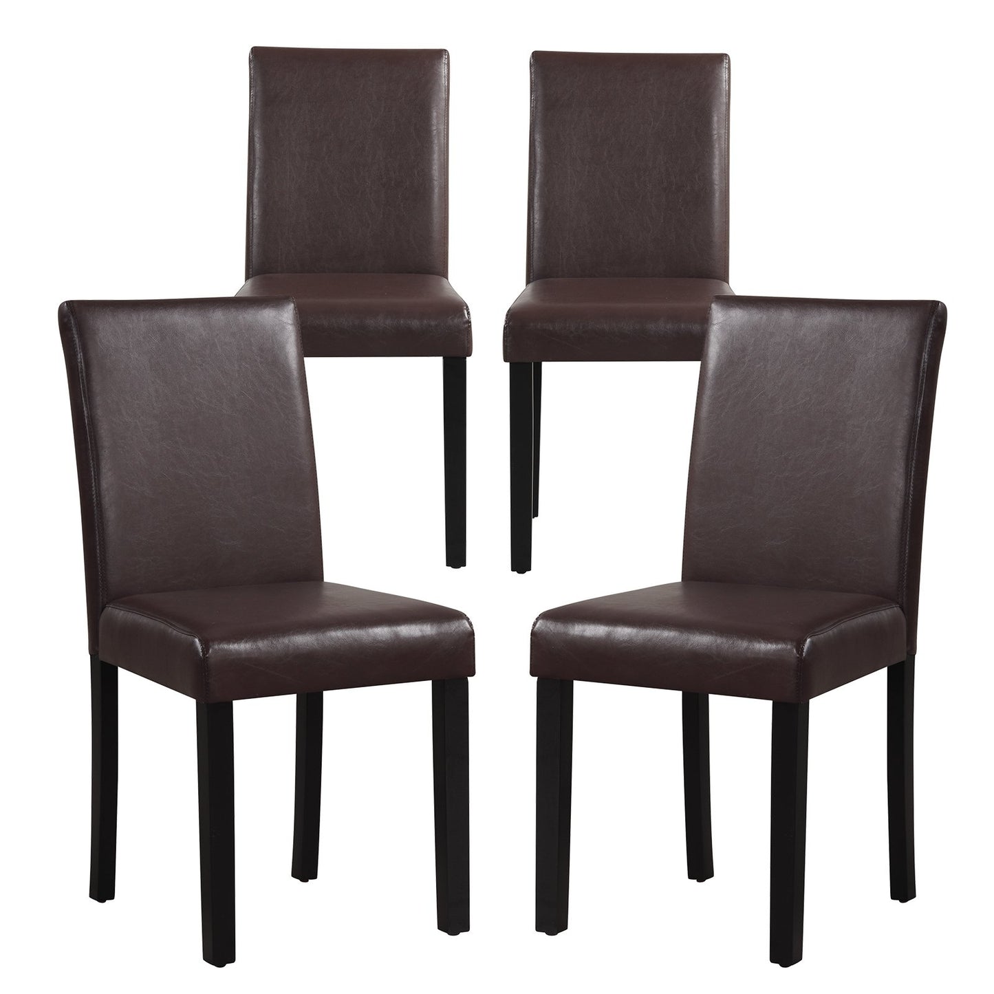 Dining Chair Set of 4 Upholstered Kitchen Dinette Chairs with Wood Frame, Brown Dining Chairs   at Gallery Canada