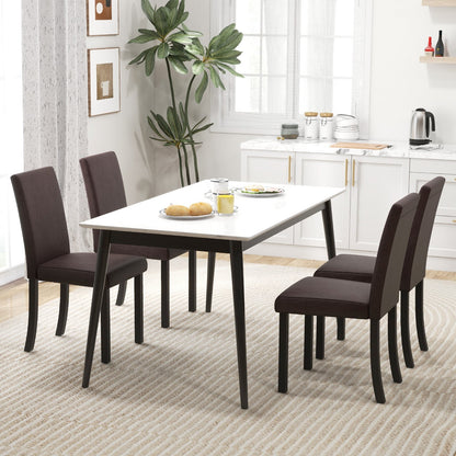 Dining Chair Set of 4 Upholstered Kitchen Dinette Chairs with Wood Frame, Brown Dining Chairs   at Gallery Canada