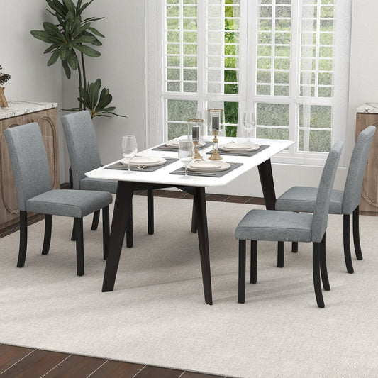 Dining Chair Set of 4 Upholstered Kitchen Dinette Chairs with Wood Frame, Gray - Gallery Canada