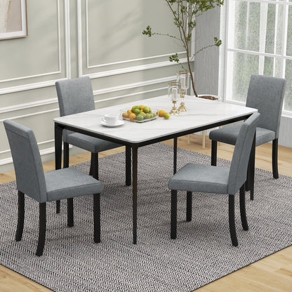 Dining Chair Set of 4 Upholstered Kitchen Dinette Chairs with Wood Frame, Gray Dining Chairs   at Gallery Canada