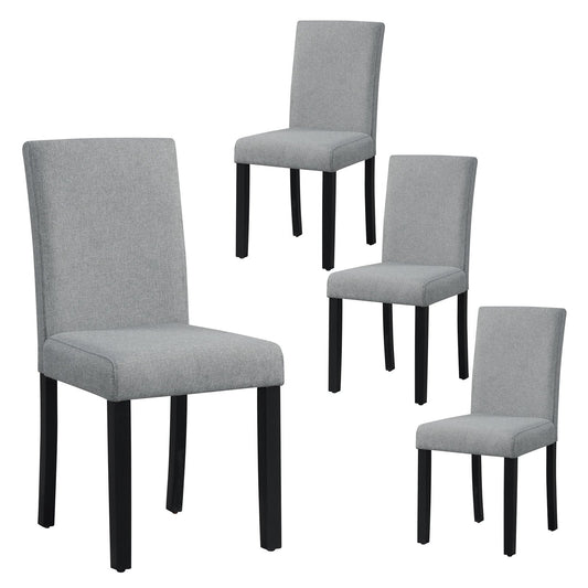 Dining Chair Set of 4 Upholstered Kitchen Dinette Chairs with Wood Frame, Gray Dining Chairs   at Gallery Canada