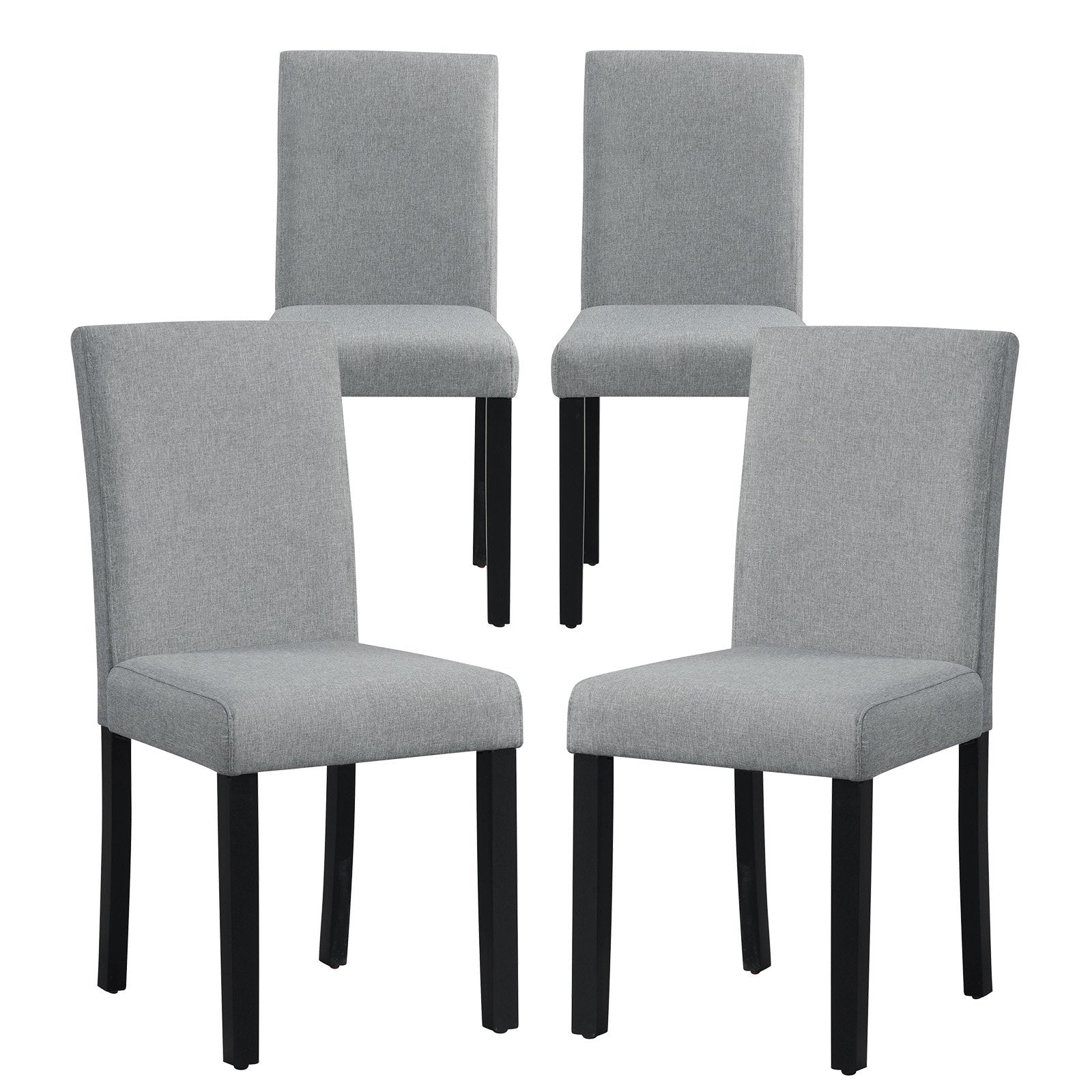 Dining Chair Set of 4 Upholstered Kitchen Dinette Chairs with Wood Frame, Gray Dining Chairs   at Gallery Canada