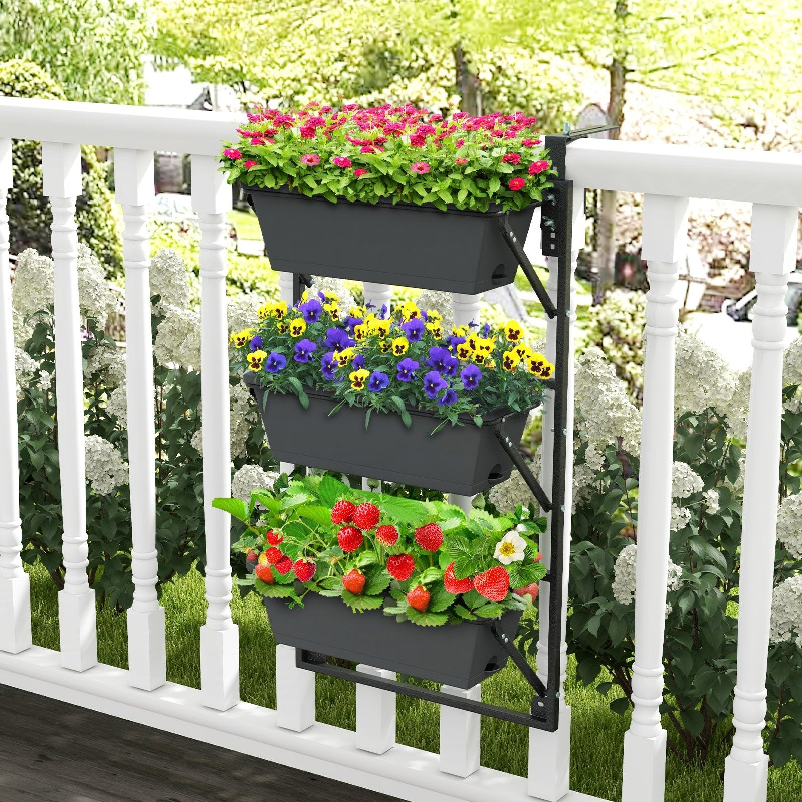 Hanging Vertical Planter Wall-mounted Adjustable with Detachable Hooks, Black Raised Garden Beds   at Gallery Canada