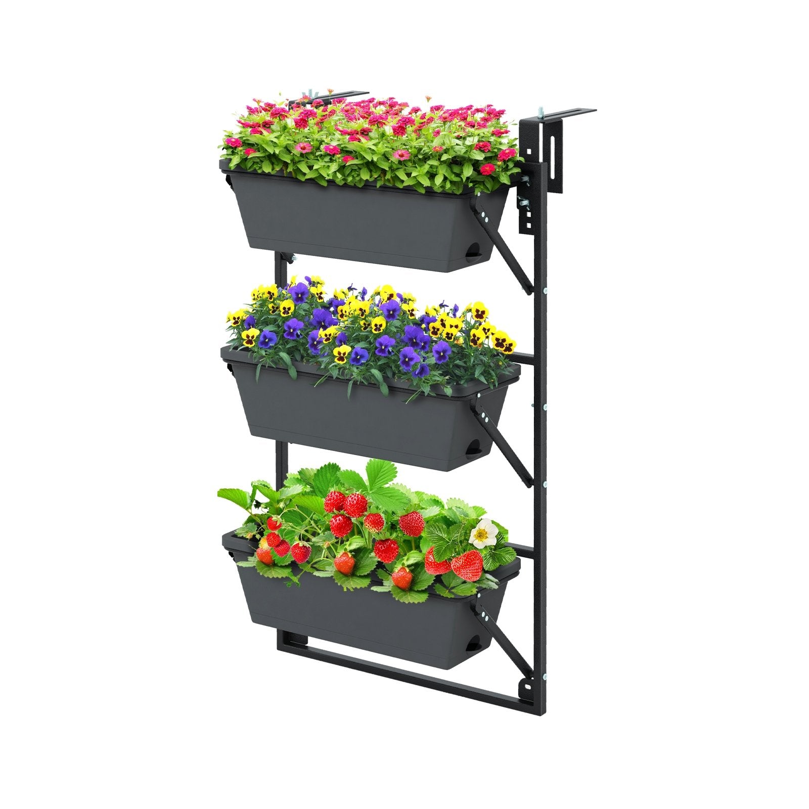 Hanging Vertical Planter Wall-mounted Adjustable with Detachable Hooks, Black Raised Garden Beds   at Gallery Canada