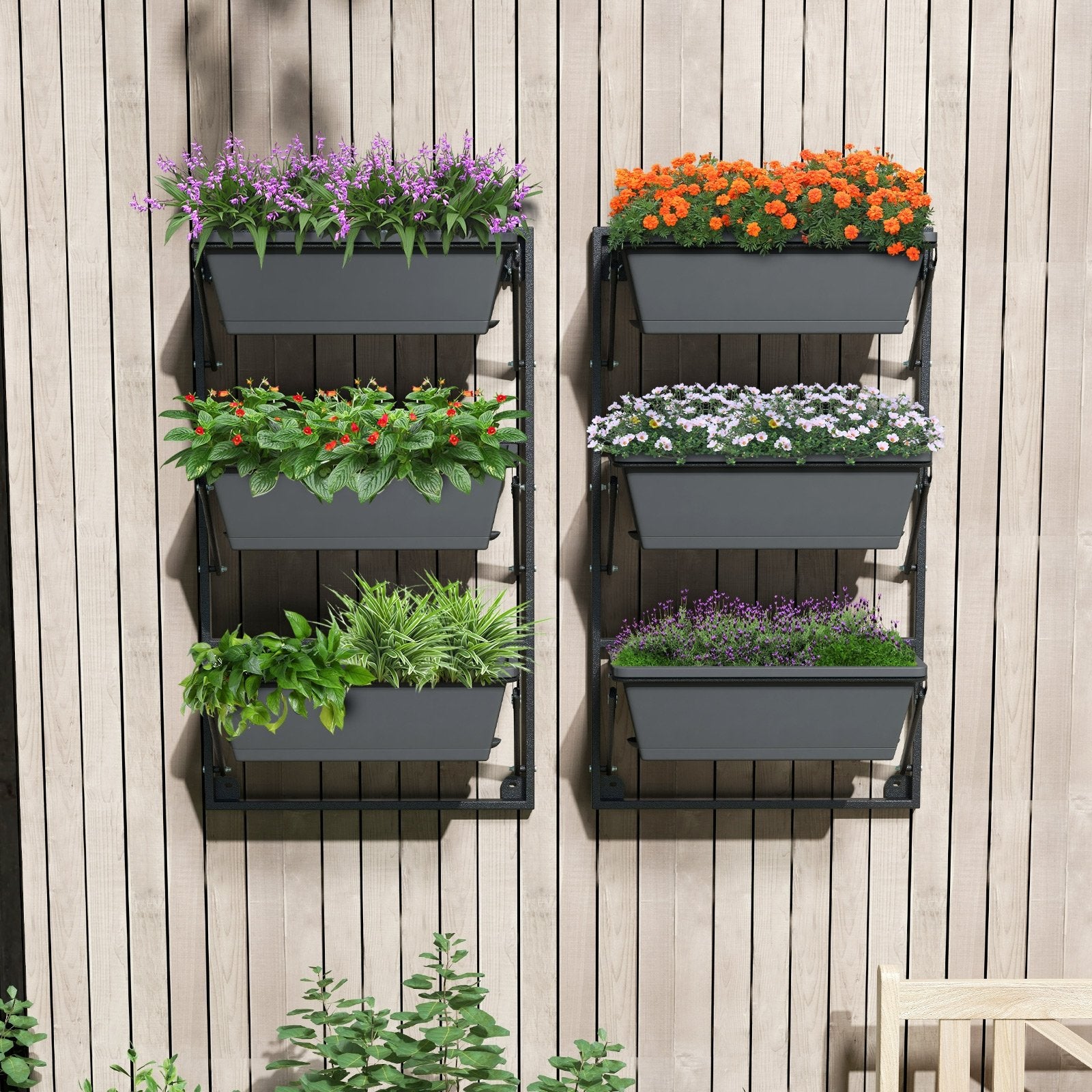 Hanging Vertical Planter Wall-mounted Adjustable with Detachable Hooks, Black Raised Garden Beds   at Gallery Canada