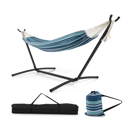 Portable Indoor Outdoor 2-Person Double Hammock Set with Stand and Carrying Cases, Blue Hammocks   at Gallery Canada