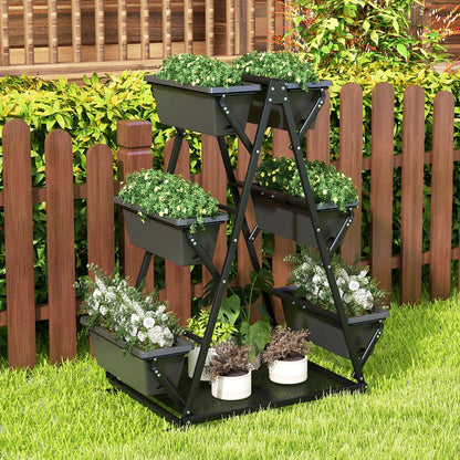 3-Tier Vertical Raised Garden Bed with 4 Wheels and 6 Container Boxes, Black Raised Garden Beds   at Gallery Canada