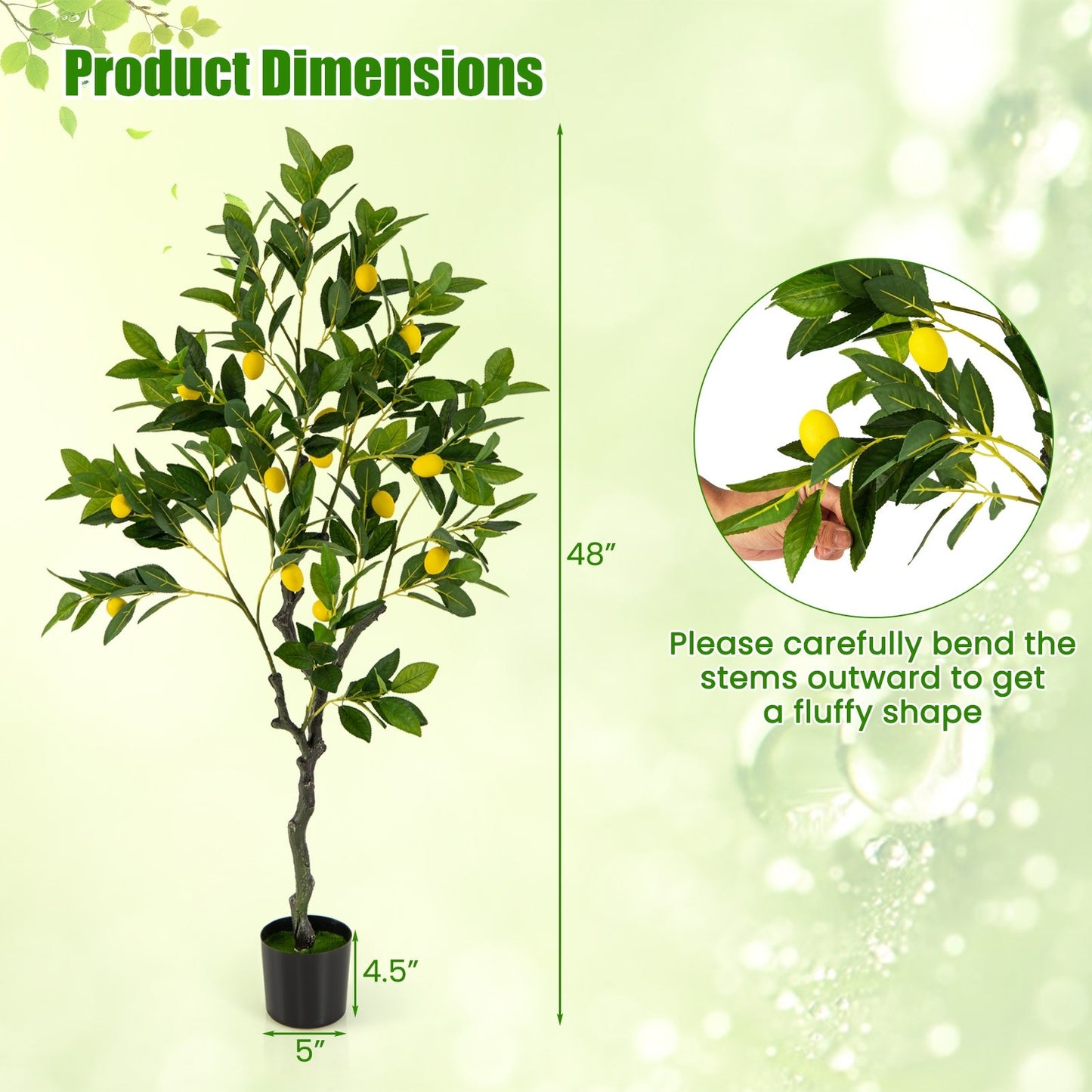 Artificial Lemon Tree 2.6/4/5.2 Feet Tall Fake Lemon Plant wuth Lemon Fruits-4 ft Faux Plants   at Gallery Canada