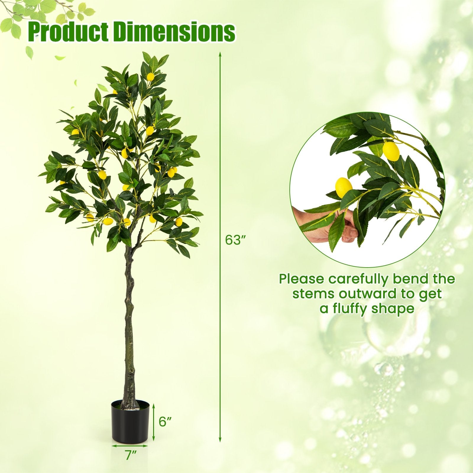 Artificial Lemon Tree 2.6/4/5.2 Feet Tall Fake Lemon Plant wuth Lemon Fruits-5.2 ft Faux Plants   at Gallery Canada