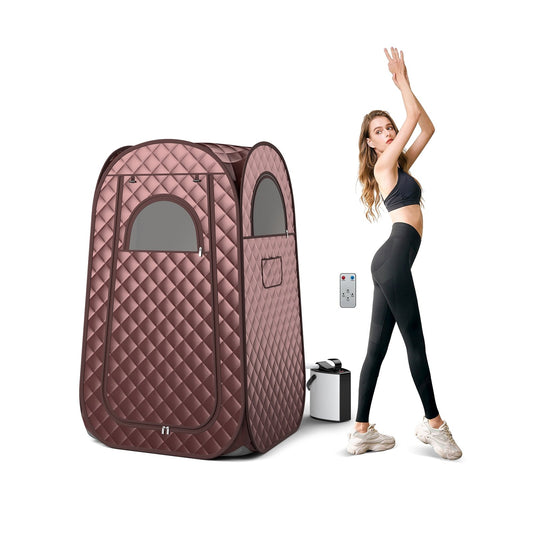 Full-Body Personal Sauna Tent with 1000W 3L Steam Generator for Home Spa Relaxation, Coffee - Gallery Canada