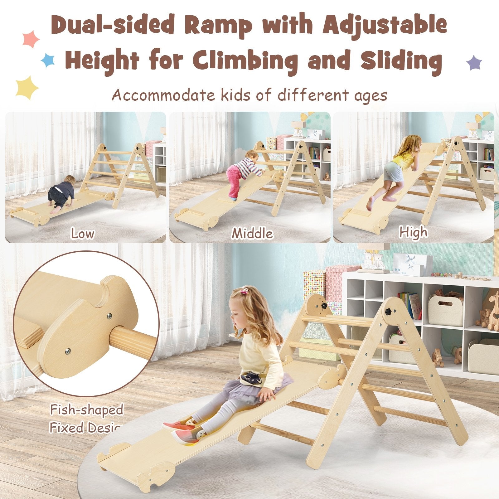 7-in-1 Toddler Climbing Toy Connected Table and Chair Set for Boys and Girls Aged 3-14 Years Old, Natural Climbers & Slides   at Gallery Canada