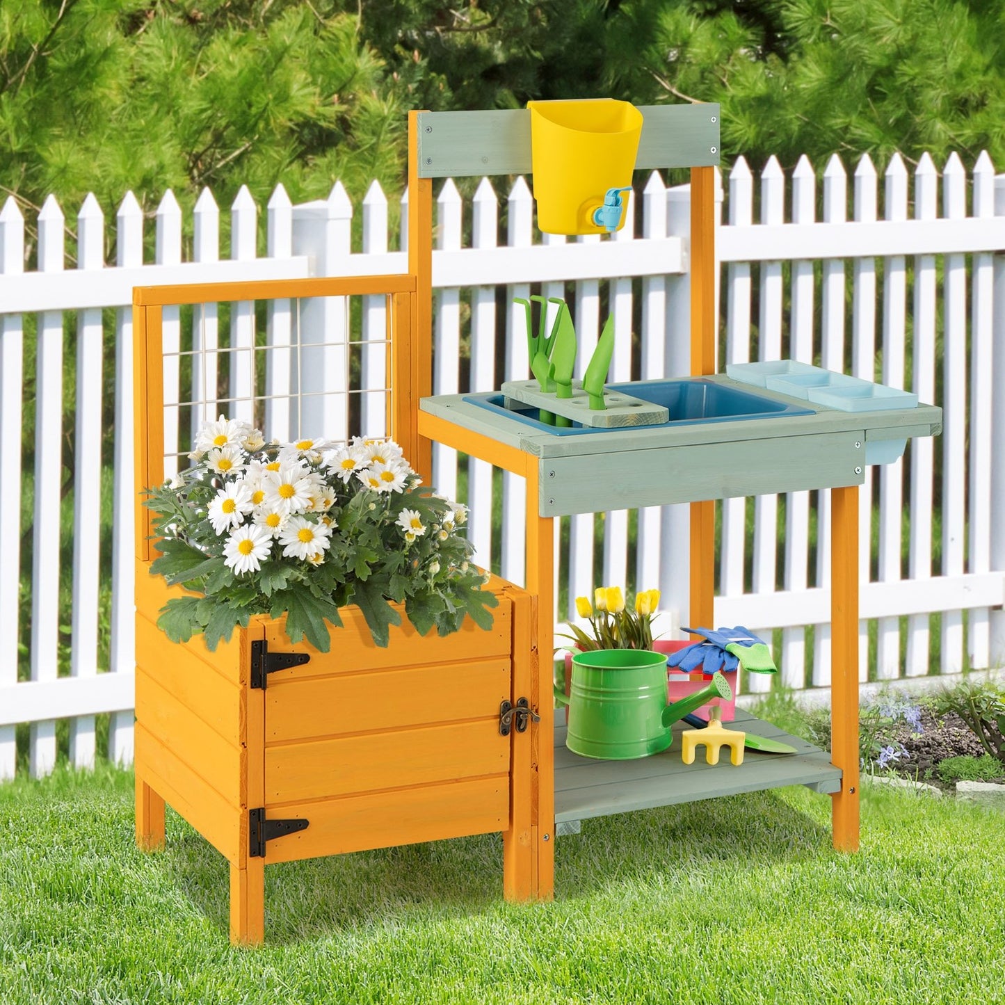 Kids Outdoor Potting Bench with See-Through Window Play Kitchen Sets   at Gallery Canada