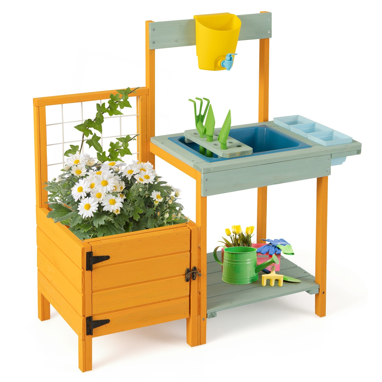 Kids Outdoor Potting Bench with See-Through Window Play Kitchen Sets at Gallery Canada