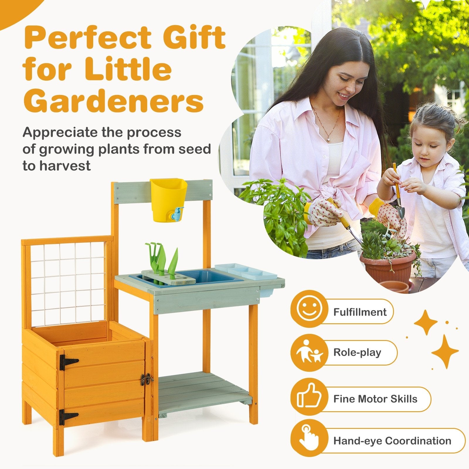 Kids Outdoor Potting Bench with See-Through Window Play Kitchen Sets   at Gallery Canada