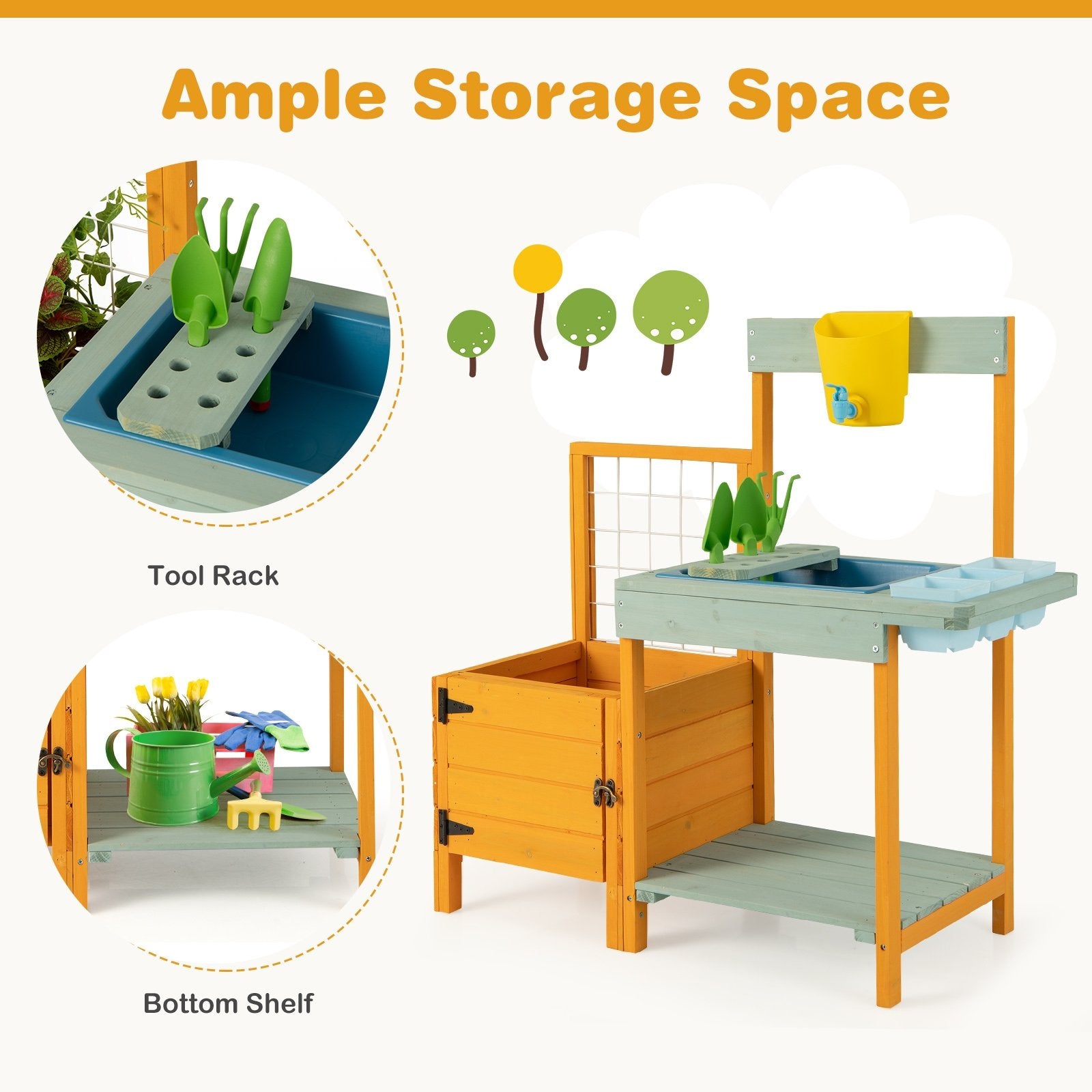 Kids Outdoor Potting Bench with See-Through Window Play Kitchen Sets   at Gallery Canada