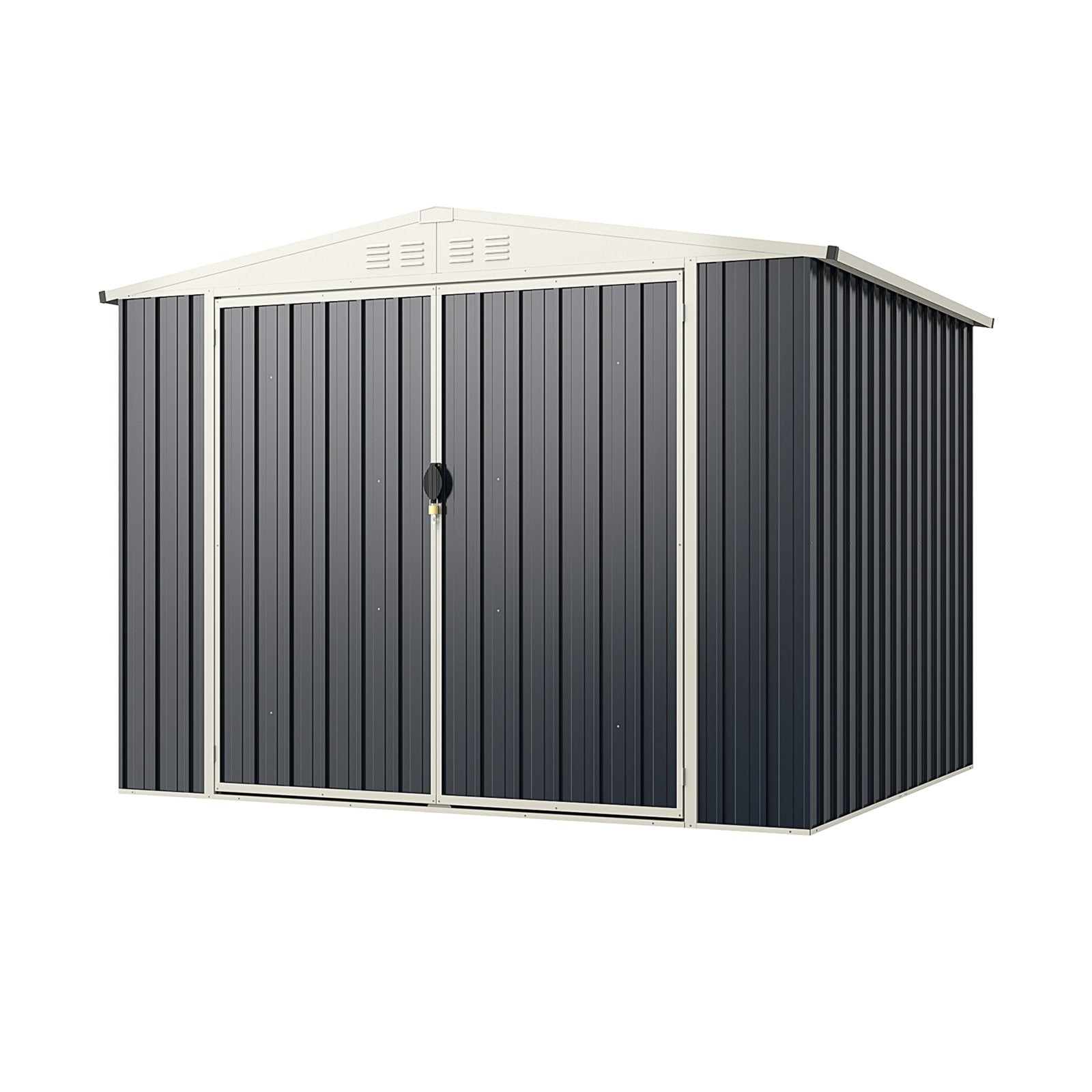 8 x 6.3 FT Metal Outdoor Storage Shed with Lockable Door, Gray Sheds & Outdoor Storage   at Gallery Canada