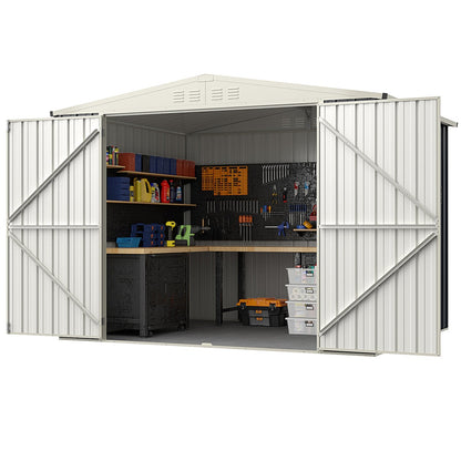 8 x 6.3 FT Metal Outdoor Storage Shed with Lockable Door, Gray Sheds & Outdoor Storage   at Gallery Canada