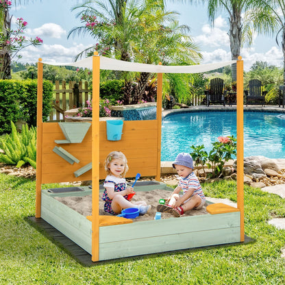 Kids Sandbox with Sand Wall w/ Removable Canopy for Kids 3-8 Years Old Sandboxes   at Gallery Canada