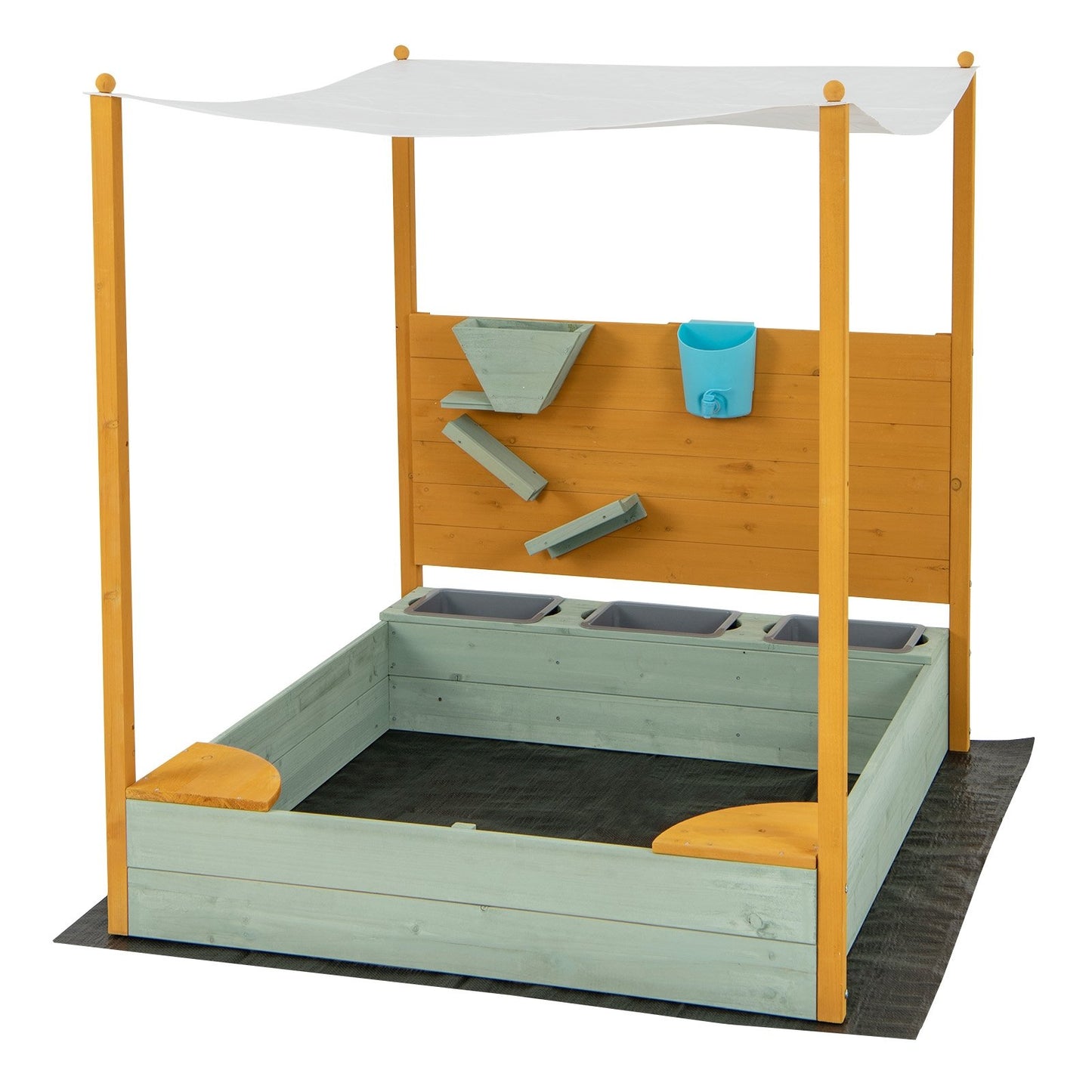 Kids Sandbox with Sand Wall w/ Removable Canopy for Kids 3-8 Years Old Sandboxes   at Gallery Canada