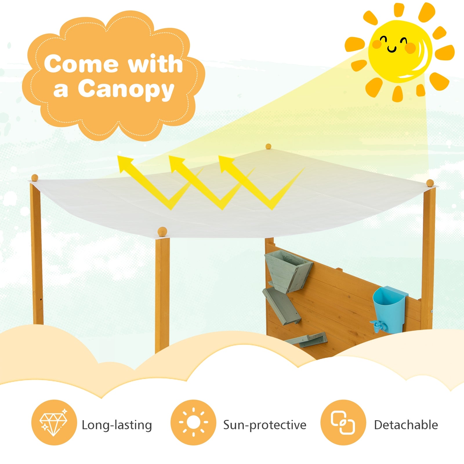 Kids Sandbox with Sand Wall w/ Removable Canopy for Kids 3-8 Years Old Sandboxes at Gallery Canada