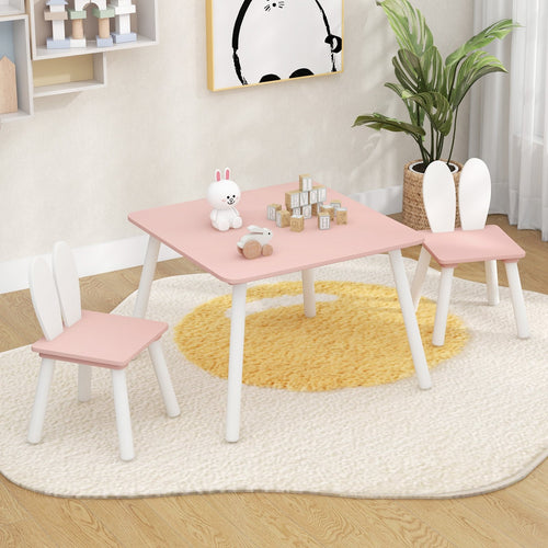 3 Pieces Kids Table and Chairs Set for Arts Crafts Snack Time, Pink