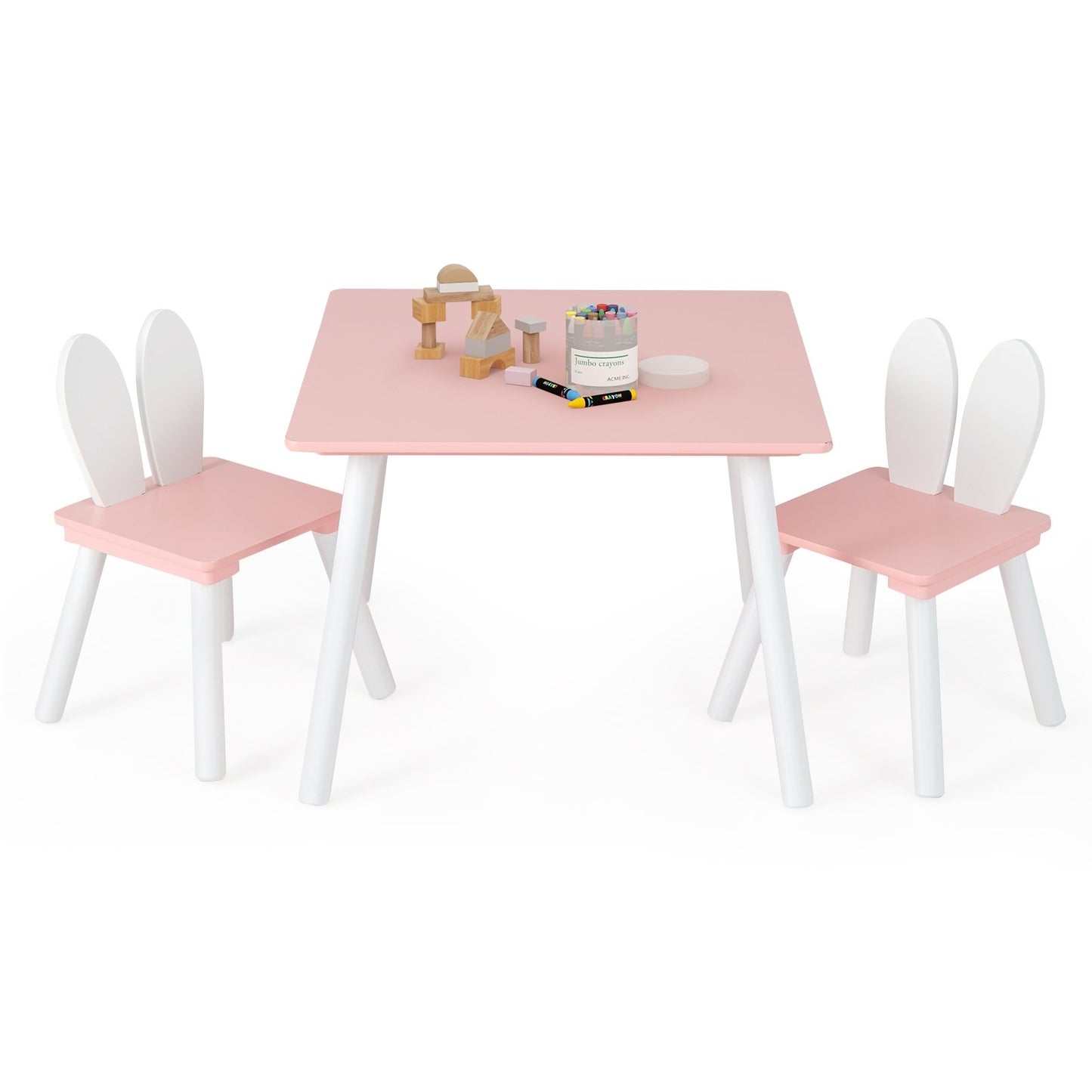 3 Pieces Kids Table and Chairs Set for Arts Crafts Snack Time, Pink Kids Table & Chair Sets   at Gallery Canada