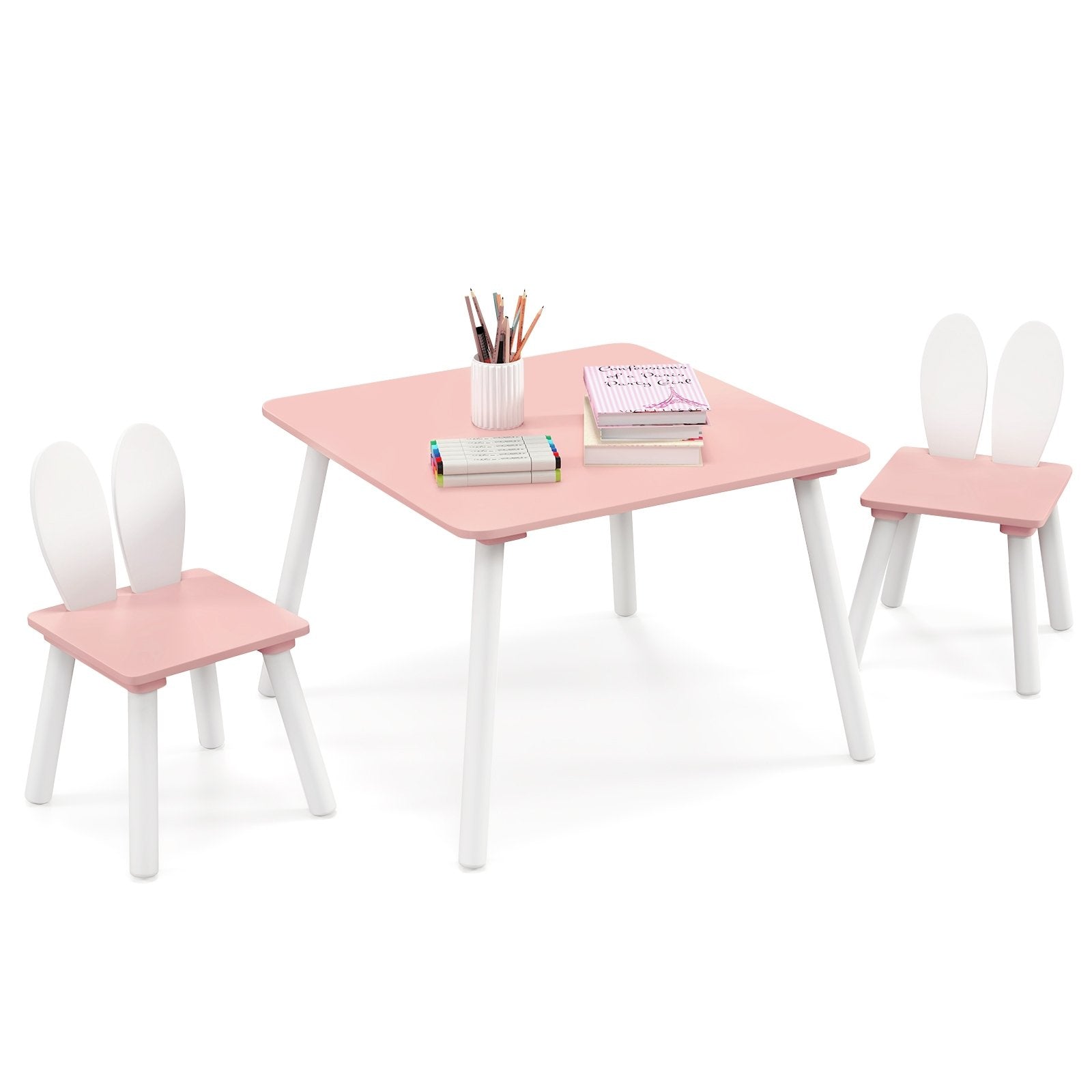 3 Pieces Kids Table and Chairs Set for Arts Crafts Snack Time, Pink Kids Table & Chair Sets   at Gallery Canada