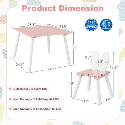 3 Pieces Kids Table and Chairs Set for Arts Crafts Snack Time, Pink Kids Table & Chair Sets   at Gallery Canada