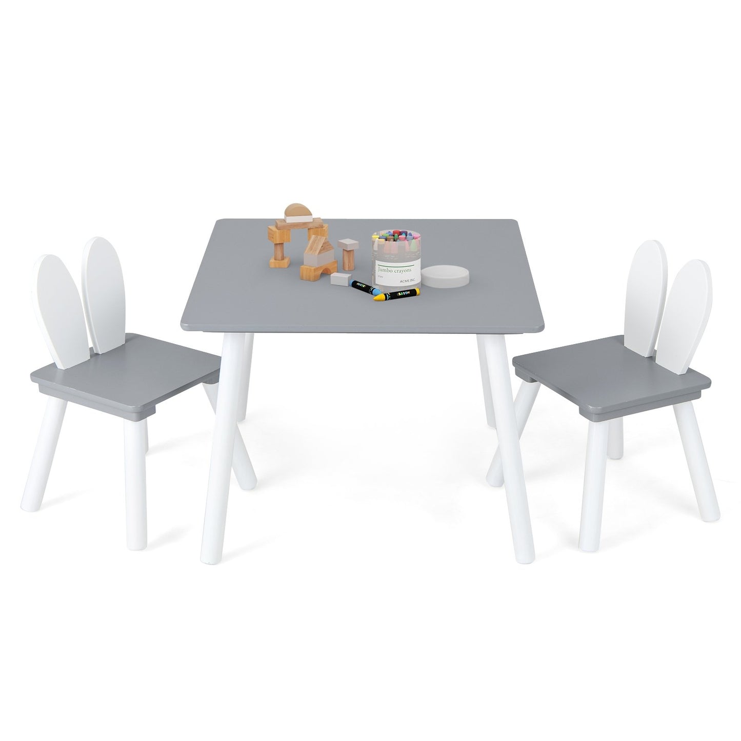 3 Pieces Kids Table and Chairs Set for Arts Crafts Snack Time, Gray Kids Table & Chair Sets   at Gallery Canada