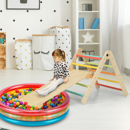 3-in-1 Triangular Climbing Toys for Toddlers, Multicolor Climbers & Slides   at Gallery Canada