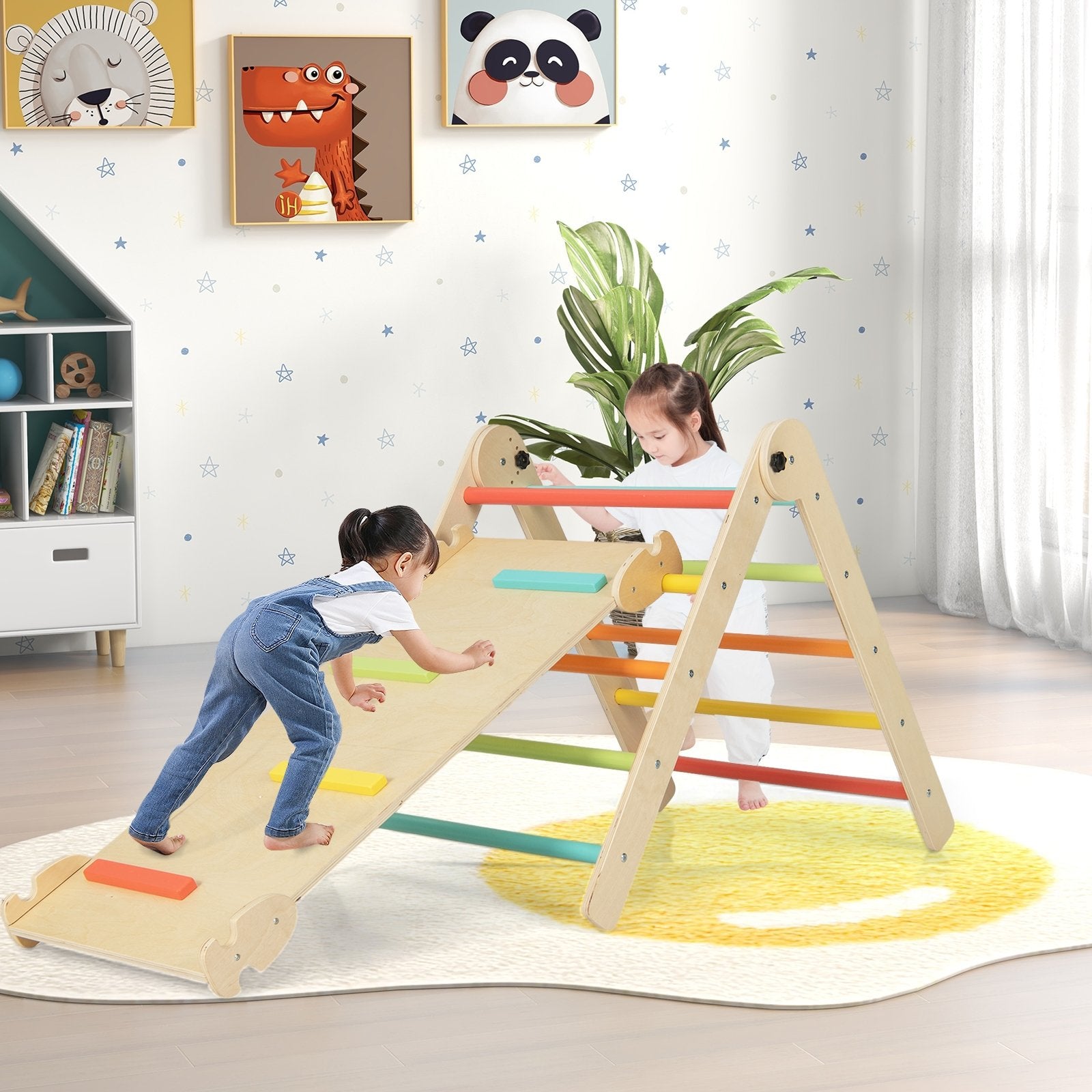 3-in-1 Triangular Climbing Toys for Toddlers, Multicolor Climbers & Slides   at Gallery Canada