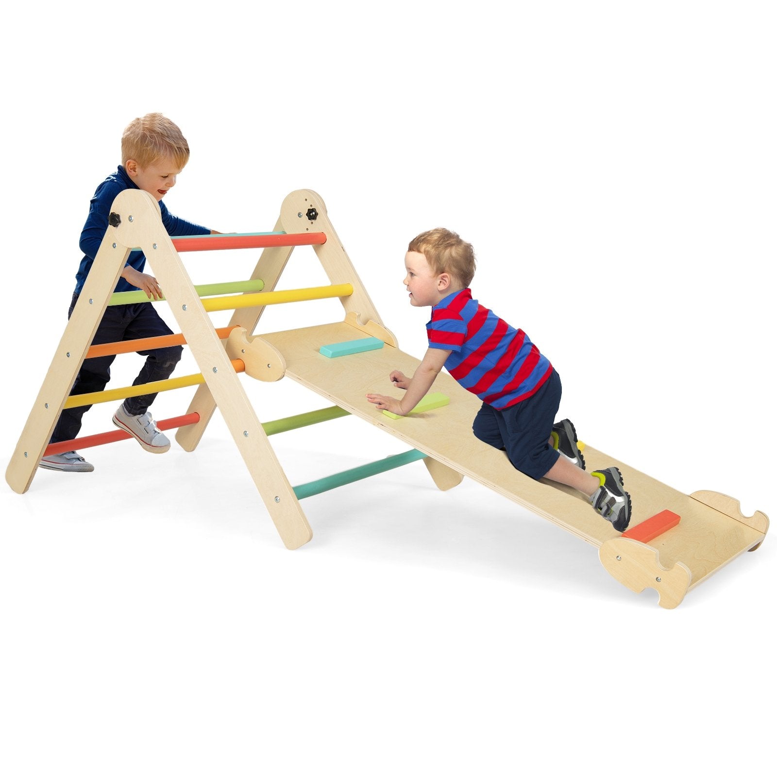 3-in-1 Triangular Climbing Toys for Toddlers, Multicolor Climbers & Slides   at Gallery Canada