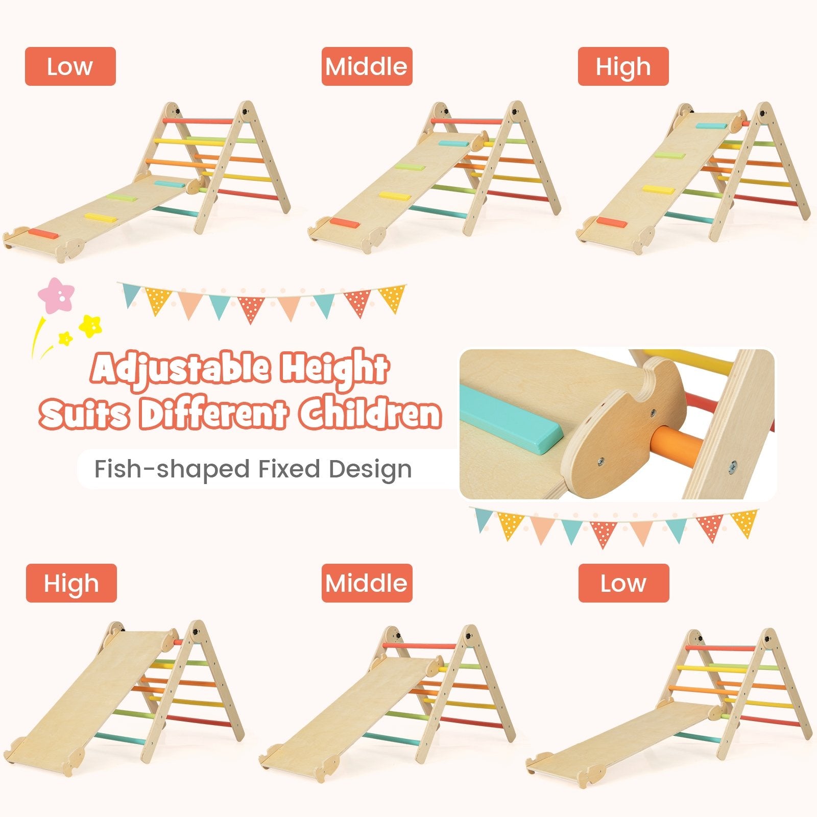 3-in-1 Triangular Climbing Toys for Toddlers, Multicolor Climbers & Slides   at Gallery Canada