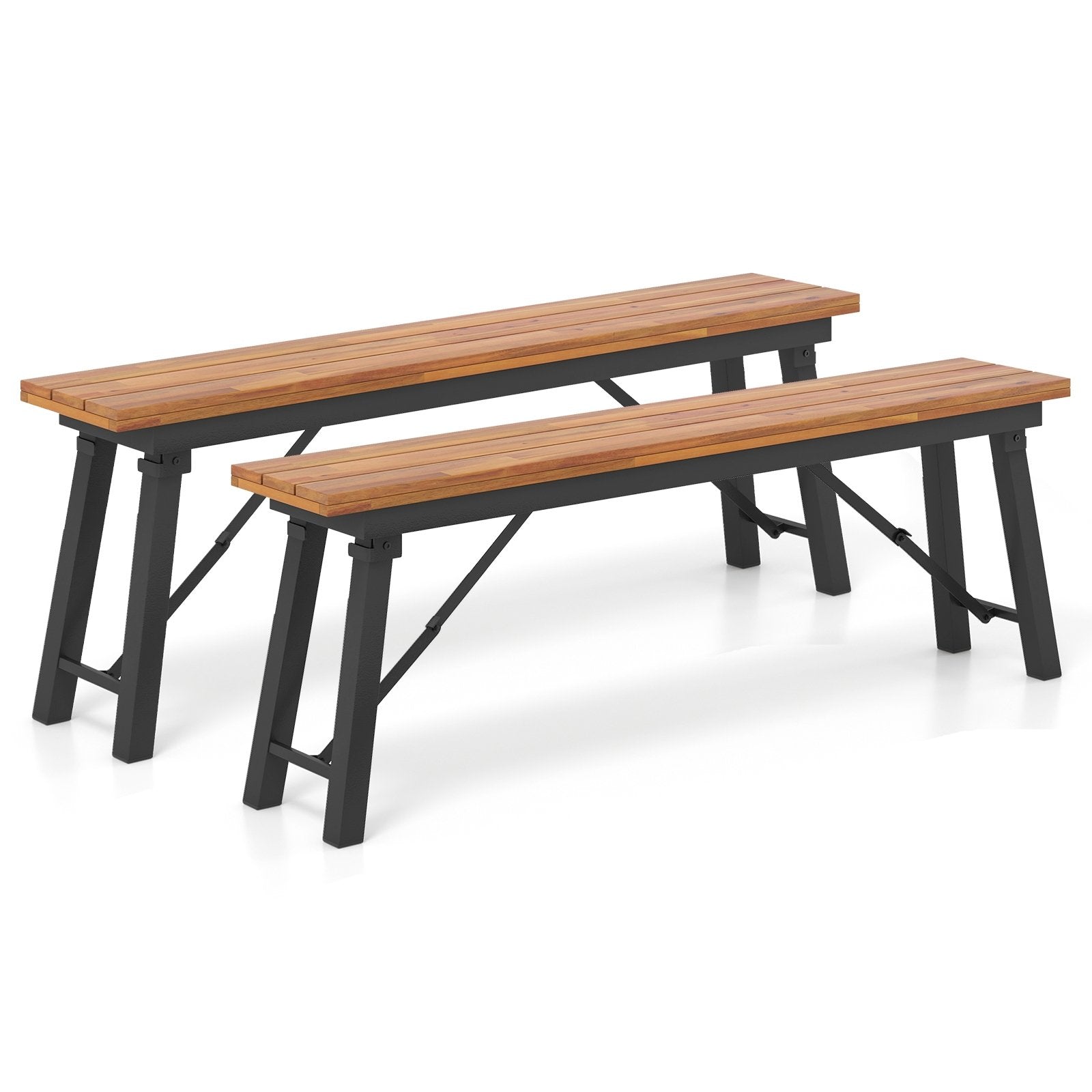 Folding Picnic Bench Set Rectangular Acacia Wood Dining Camping BBQ Benches Outdoor Benches   at Gallery Canada