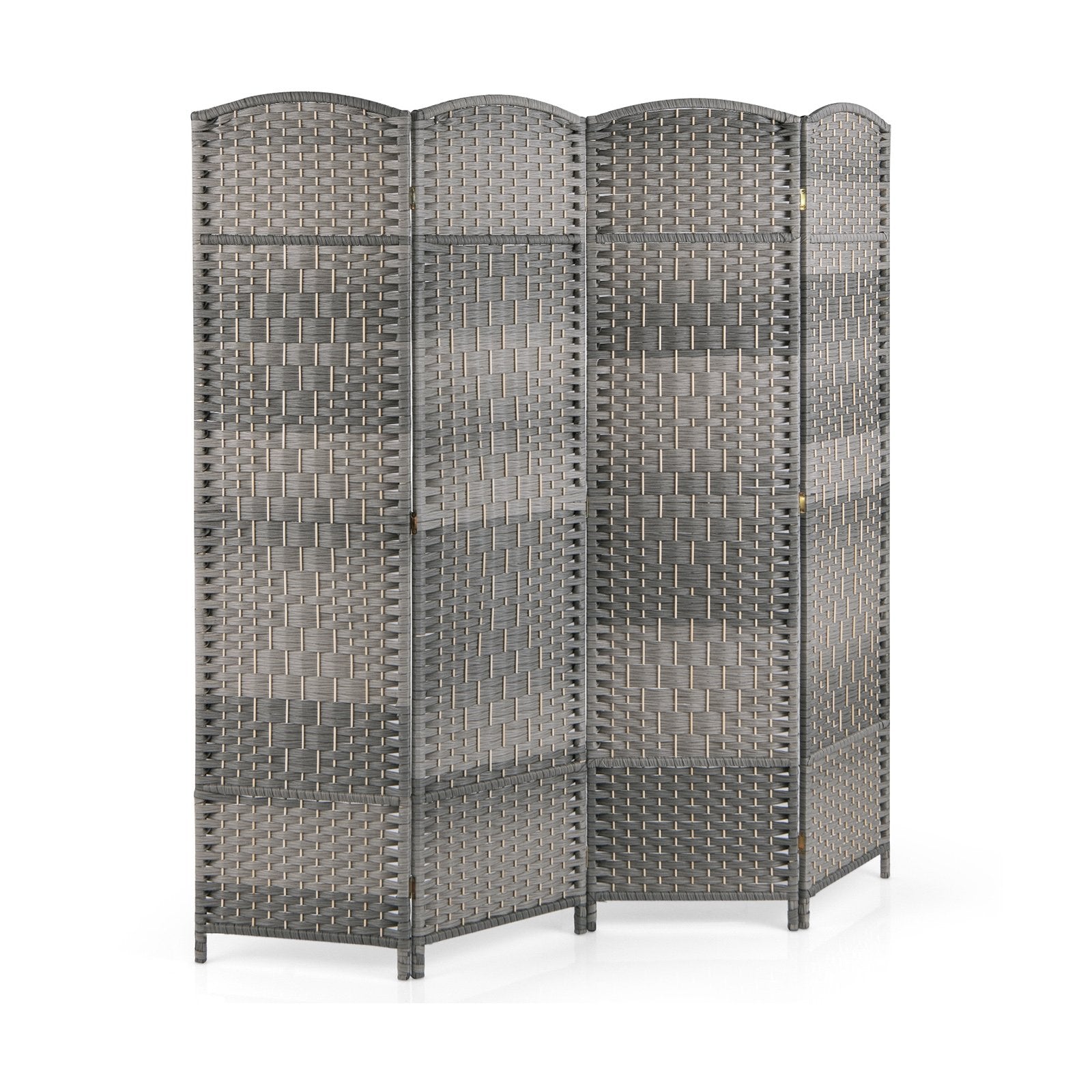 4-Panel Folding Privacy Screen with Hand-woven Pattern for Home Office Living Room, Gray Room Dividers   at Gallery Canada