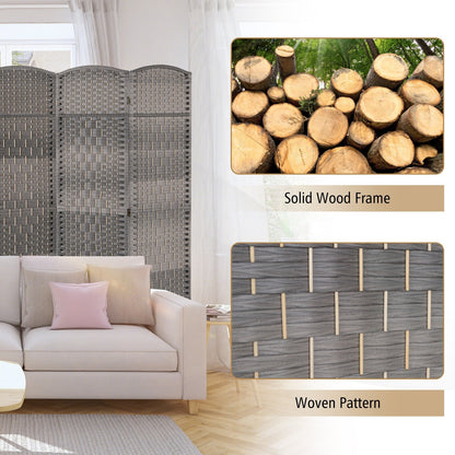 4-Panel Folding Privacy Screen with Hand-woven Pattern for Home Office Living Room, Gray Room Dividers   at Gallery Canada