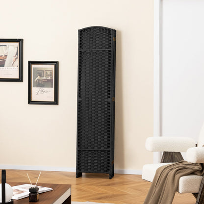 8-Panel Folding Room Divider with Hand-woven Texture and Wood Frame, Black Room Dividers at Gallery Canada