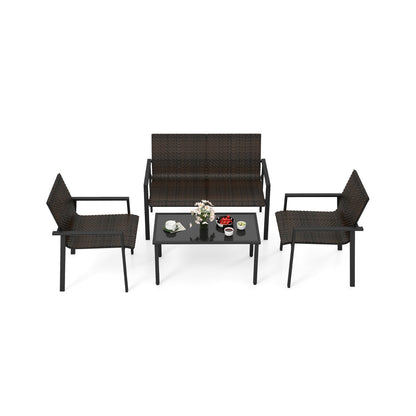 4 Pieces Patio Furniture Set with Heavy Duty Galvanized Metal Frame, Brown Patio Dining Sets   at Gallery Canada